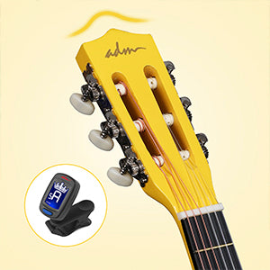 ADM Beginner Acoustic Classical Guitar Nylon Strings Wooden Guitar Bundle Kit for Kid Boy Girl Student Youth Guitarra Online Lessons with Gig Bag, Strap, Tuner, Picks (30 Inch, Honey Bee)