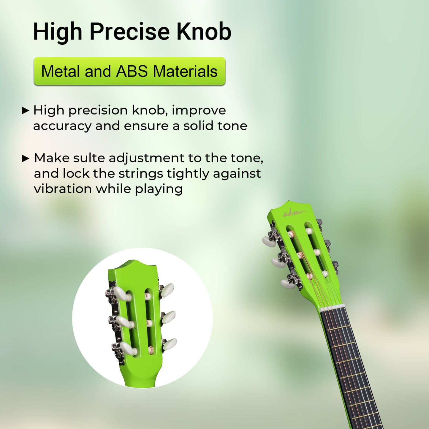 ADM Beginner Acoustic Classical Guitar Nylon Strings Wooden Guitar Bundle Kit for Kid Boy Girl Student Youth Guitarra Online Lessons with Gig Bag, Strap, Tuner, Picks (30 Inch, Geen)