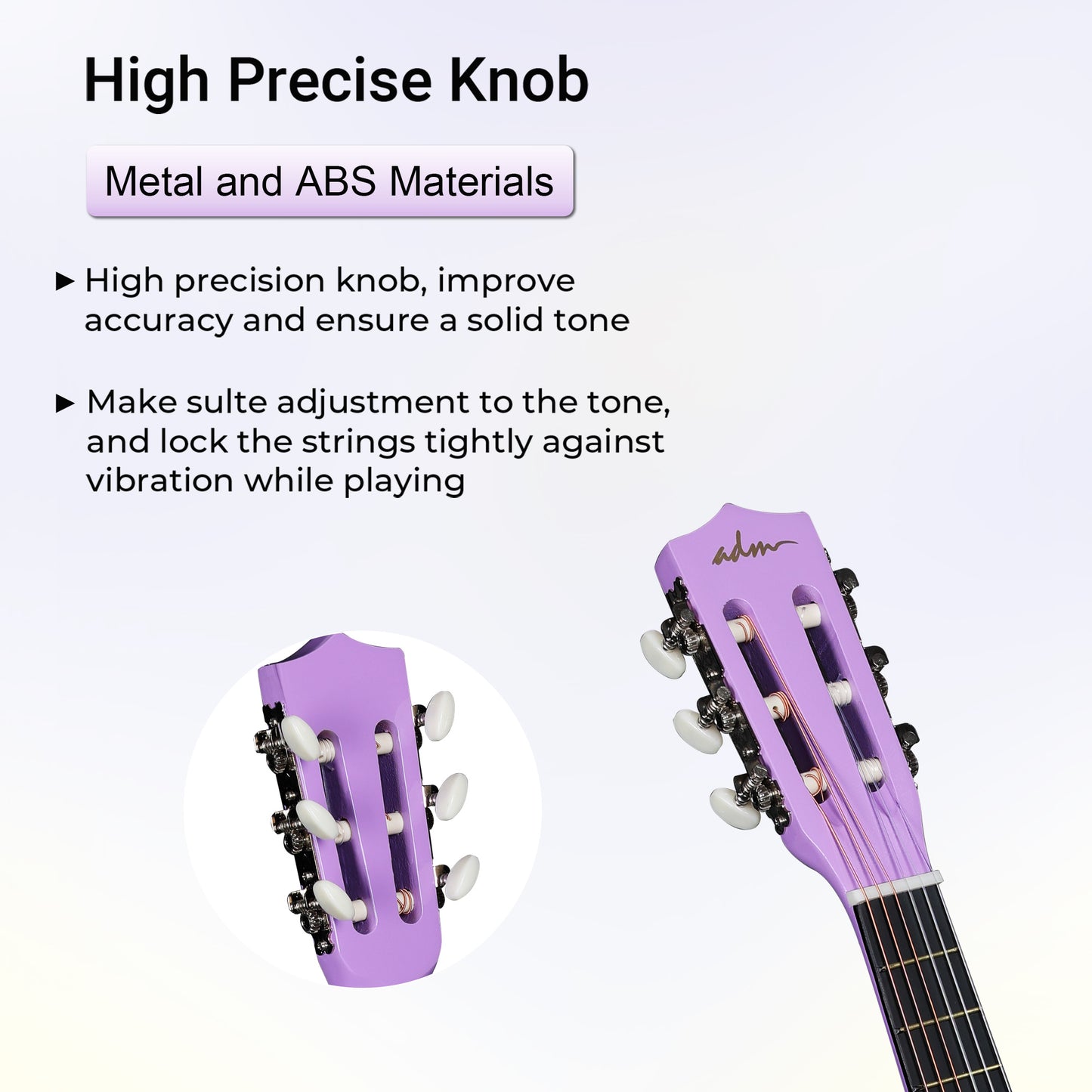 ADM Beginner Acoustic Classical Guitar 30 Inch Nylon Strings Wooden Guitar Bundle Kit for Kid Boy Girl Student Youth Guitarra Online Lessons with Gig Bag, Strap, Tuner, Strings, Picks, Purple