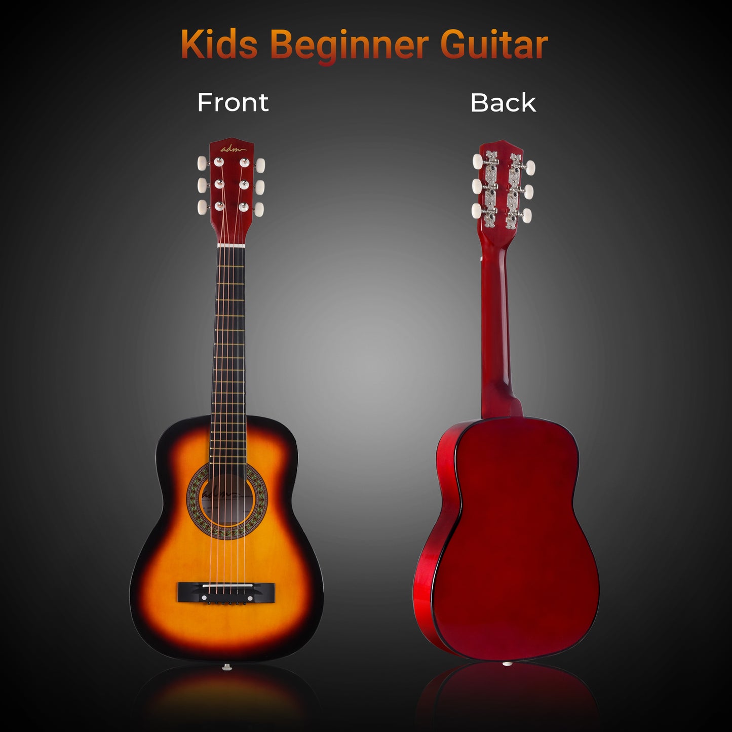 ADM Beginner Acoustic Classical Guitar 30 Inch Nylon Strings Wooden Guitar Bundle Kit for Kid Boy Girl Student Youth Guitarra Online Lessons with Gig Bag, Strap, Tuner, Extra String,Pick,Sunbrust